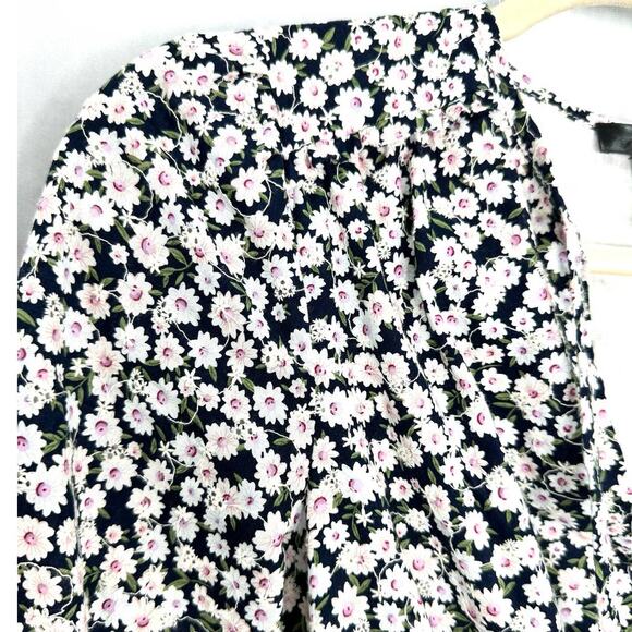 AQUA Smocked Tiered Mini Dress Navy Blue Ditsy Floral Print – Size XS - Picture 4 of 9